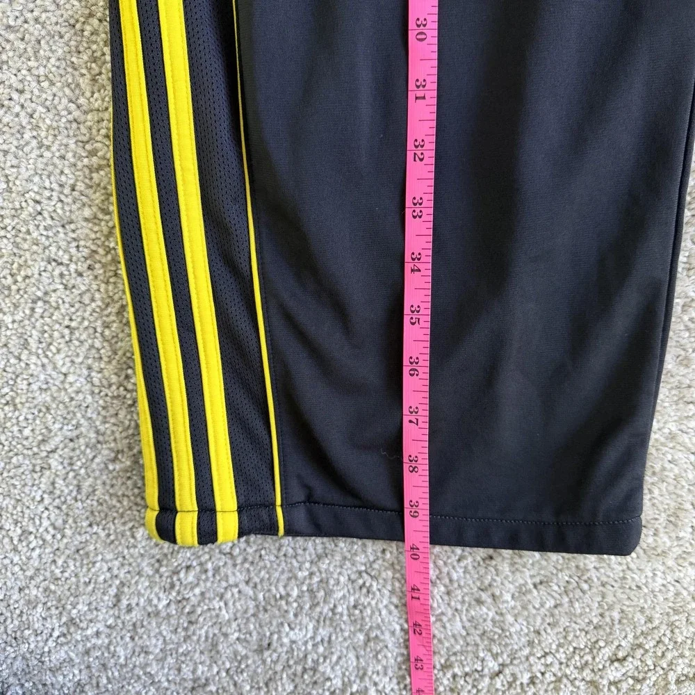 Adidas Track Pants Mens Large Black Knit Elastic Waist Side Stripe Soccer Gym